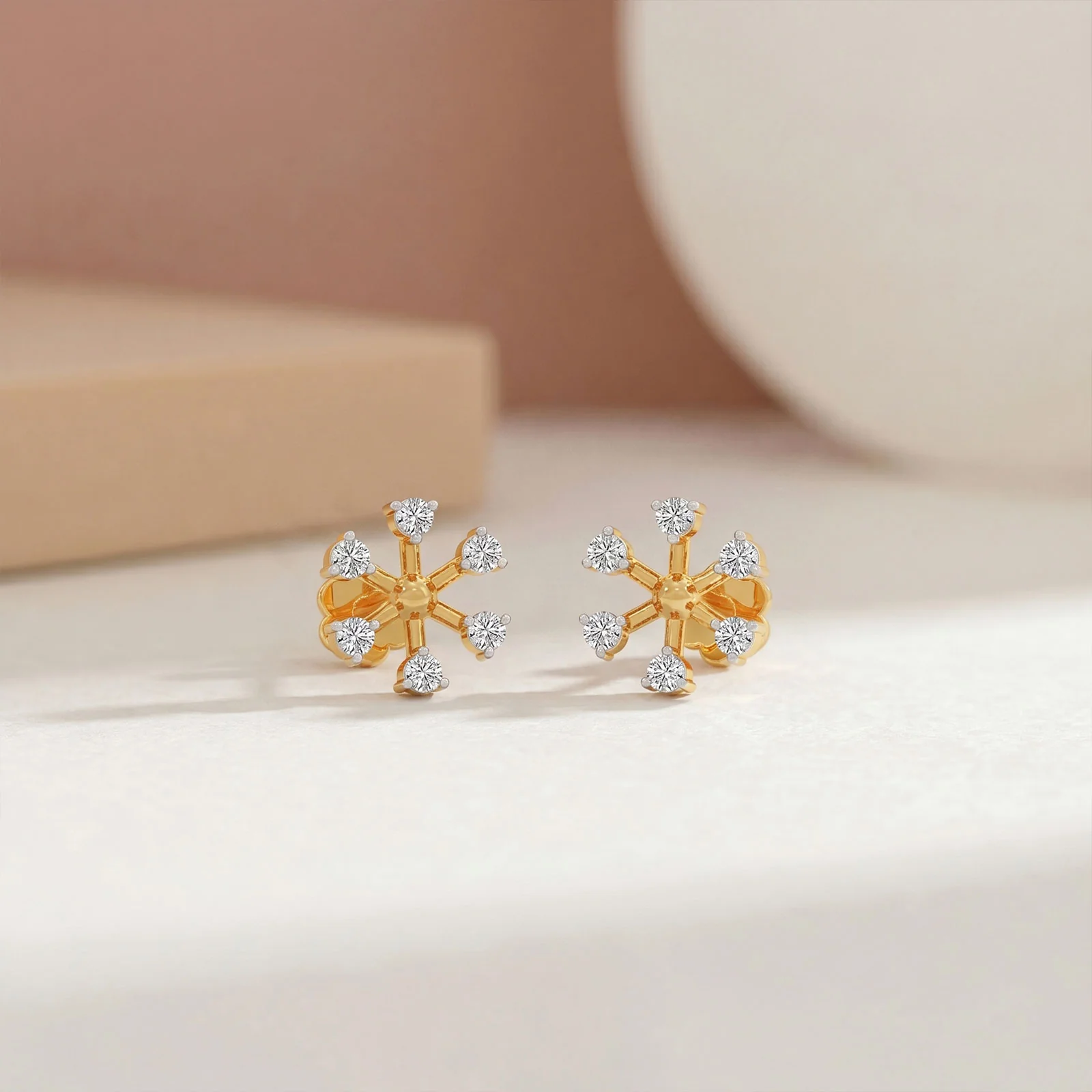 Classic Solitaire Diamond Stud Earrings — alternate view